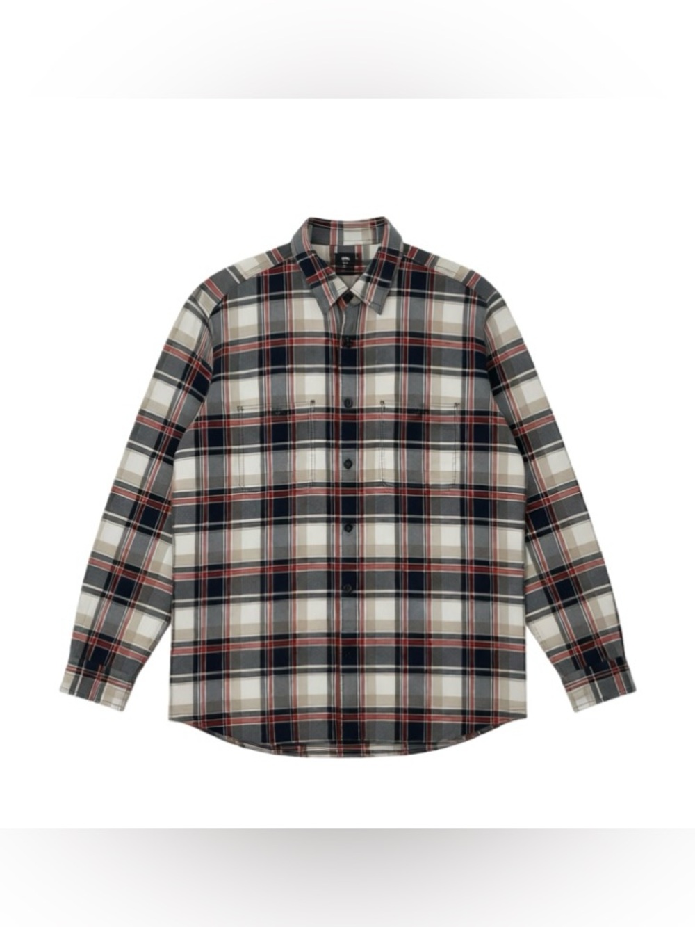 UNIQLO Men’s XL Plaid Flannel Shirt Navy Red Cream Brand New